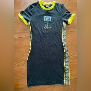Nike sportwear  Black dress with Vibrant Yellow Trim